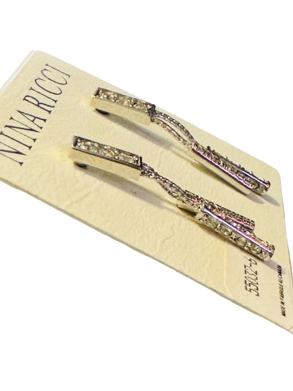 Nina Ricci Silver Crystal Drop Earrings - Picture 2 of 4